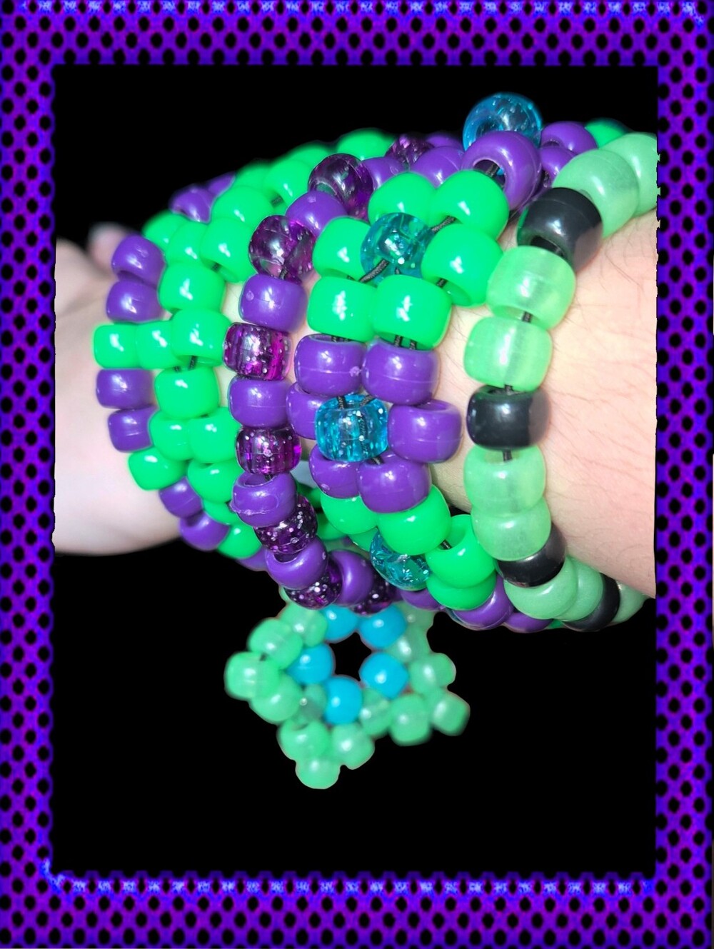 Scene Rave Green & Purple Kandi Stack - Picture 4 of 4